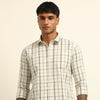 Cream Regular Fit Check Shirt Checks Shirt Bushirt