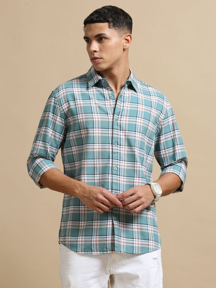 Blezza Tiffany Blue Checks Shirt Checks Shirt Bushirt