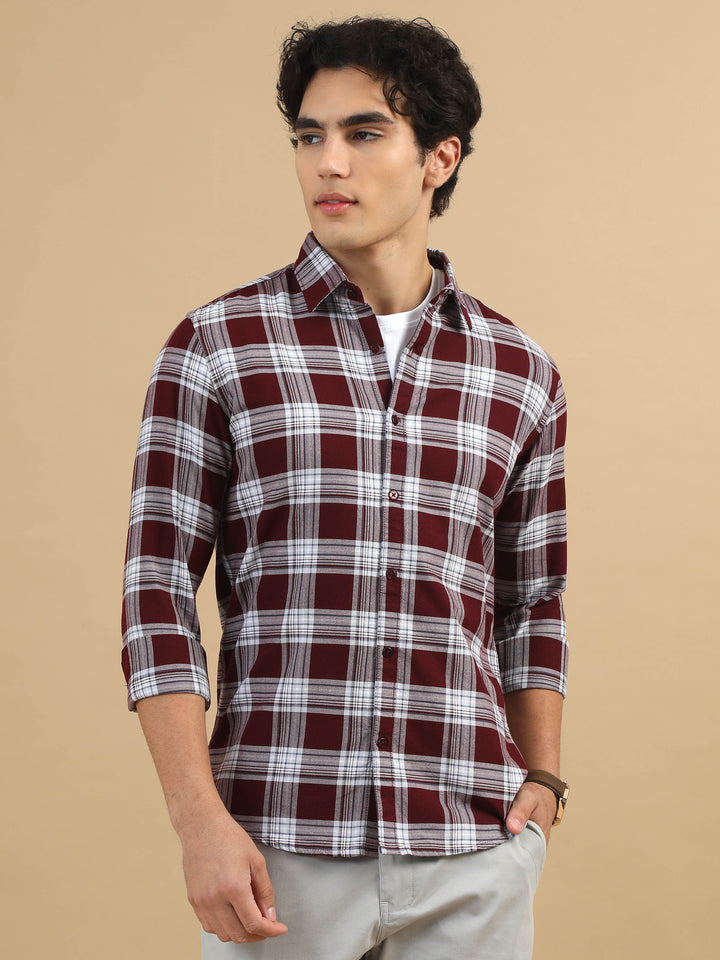 Urban Grid Wine Checks Shirts Checks Shirt Bushirt