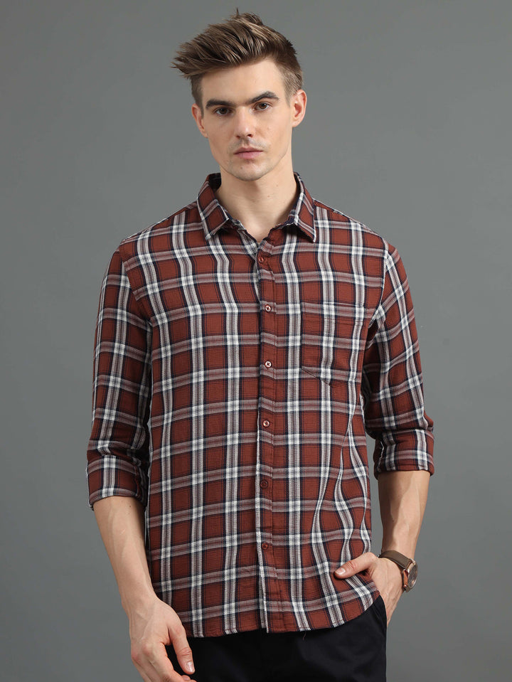 Quirky Brown Checked Shirt Checks Shirt Bushirt