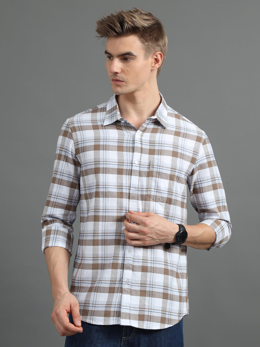 Static Brown Checks Shirt Checks Shirt Bushirt