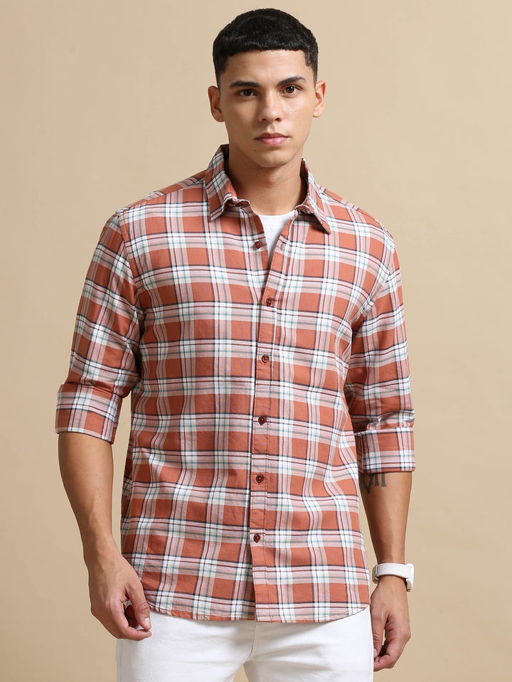 Blezza Tan Checks Shirt Checks Shirt Bushirt