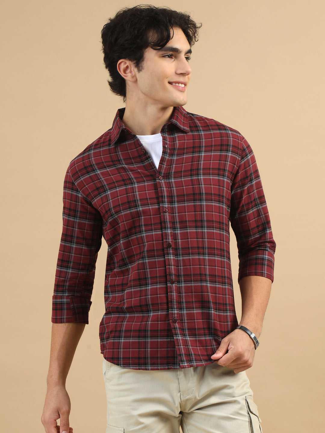 Tartan Textures Maroon Checks Shirt Checks Shirt Bushirt