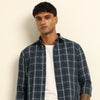 Dark Grey Regular Fit Check Shirt Checks Shirt Bushirt