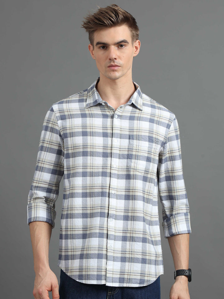 Static Stone Grey Checks Shirt Checks Shirt Bushirt