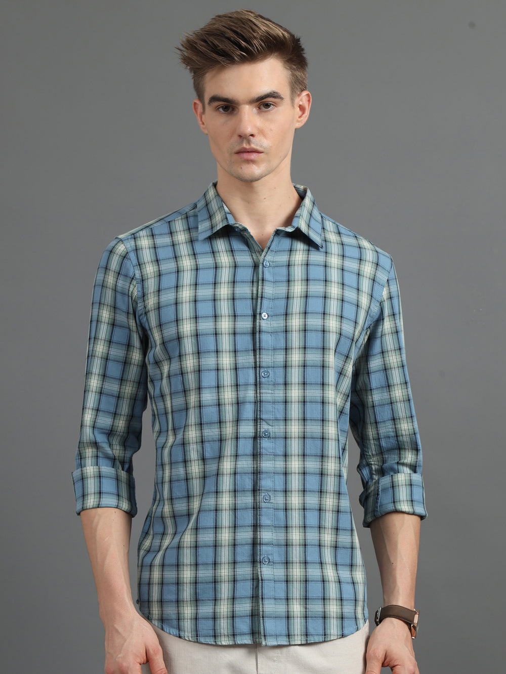 Tartan Grid Turkish Blue Checked Shirt Checks Shirt Bushirt
