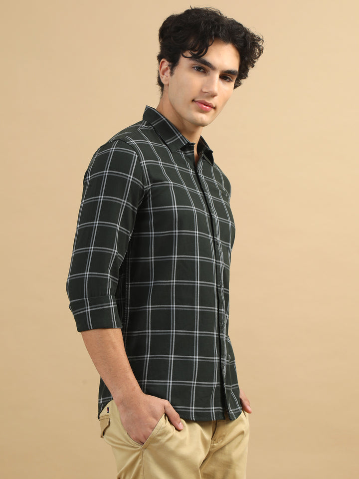 Savvy Squares Rifle Green Checks Shirt Checks Shirt Bushirt