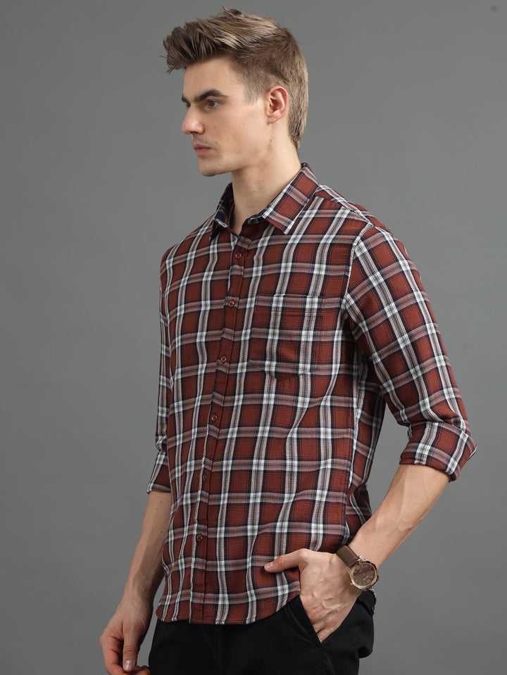 Quirky Brown Checked Shirt Checks Shirt Bushirt