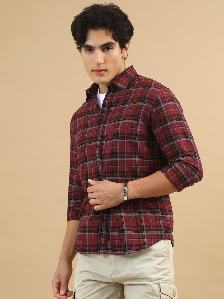 Tartan Textures Maroon Checks Shirt Checks Shirt Bushirt