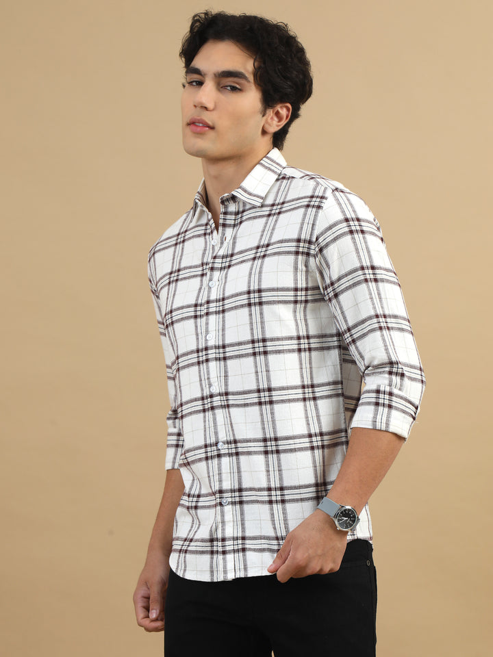Plaid Fusion Cream Checks Shirt Checks Shirt Bushirt