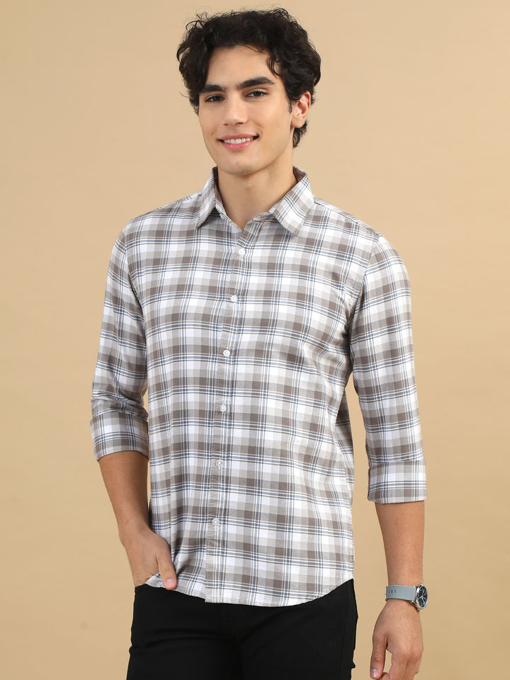 Rustic Plaid Tuscan Brown Checks Shirt Checks Shirt Bushirt