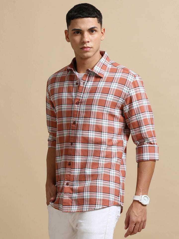 Blezza Tan Checks Shirt Checks Shirt Bushirt