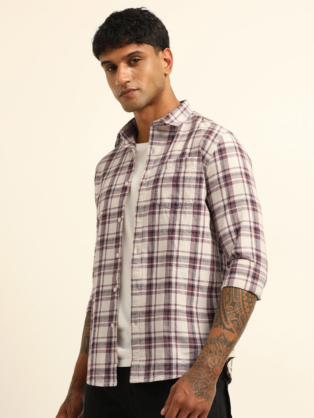 Red Checks Regular Fit Shirt Checks Shirt Bushirt