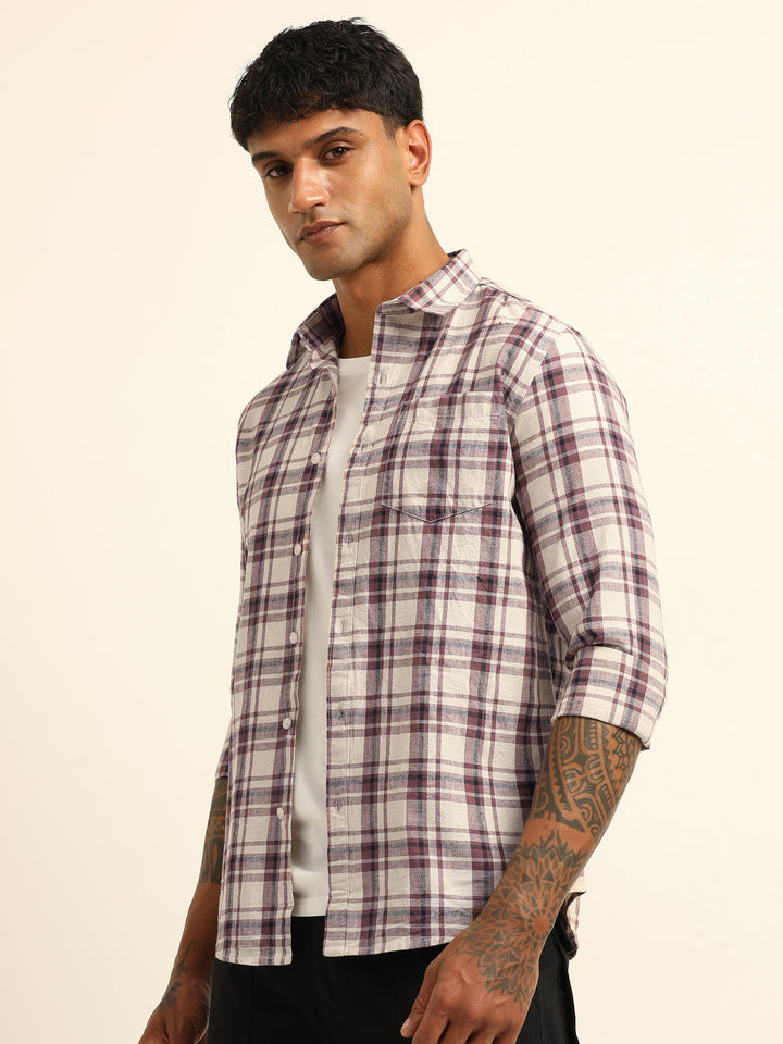 Red Checks Regular Fit Shirt Checks Shirt Bushirt