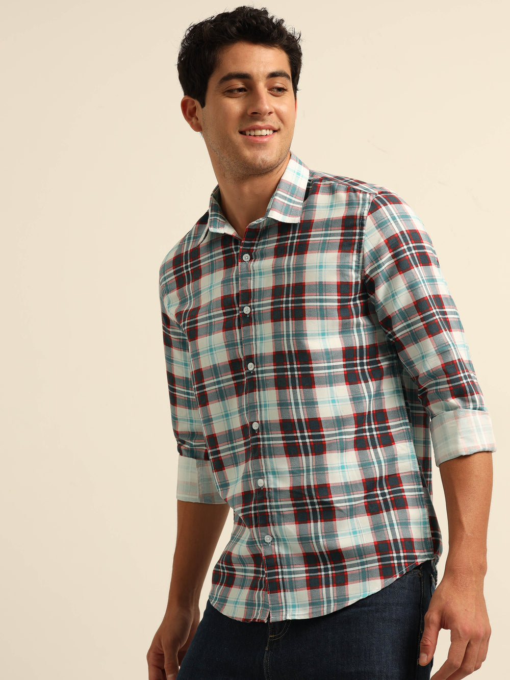 Red Checks Regular Fit Shirt Checks Shirt Bushirt