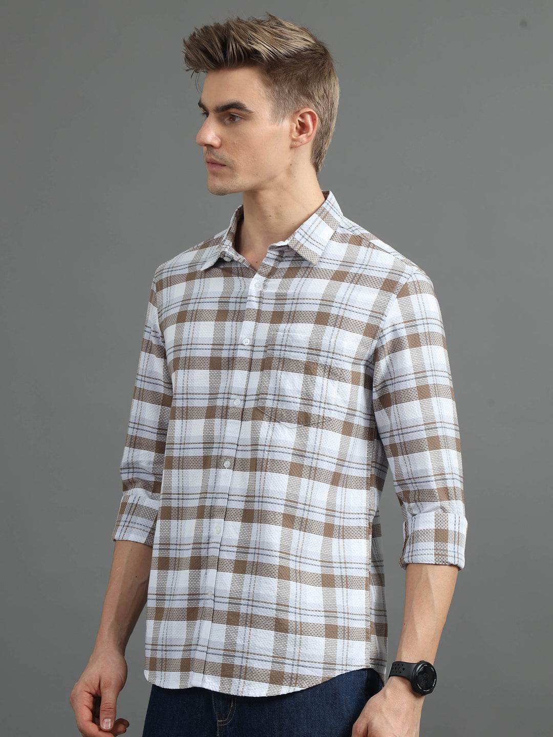 Static Brown Checks Shirt Checks Shirt Bushirt