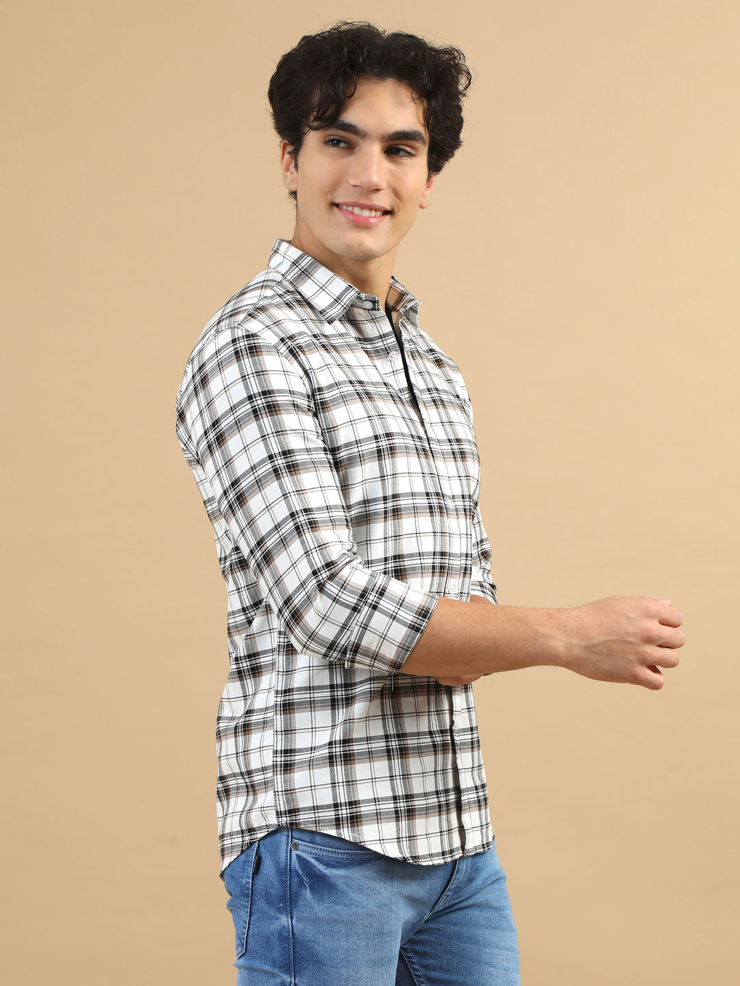 Bold Grids White Checks Shirt Checks Shirt Bushirt