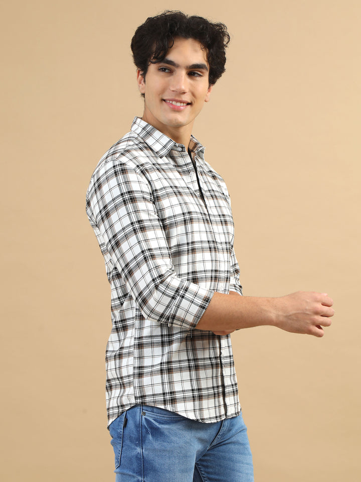 Bold Grids White Checks Shirt Checks Shirt Bushirt