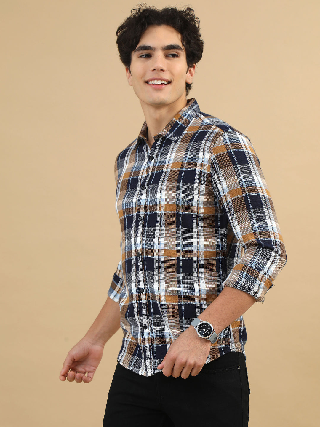 Plaid Pursuits Tan Checks Shirt Checks Shirt Bushirt