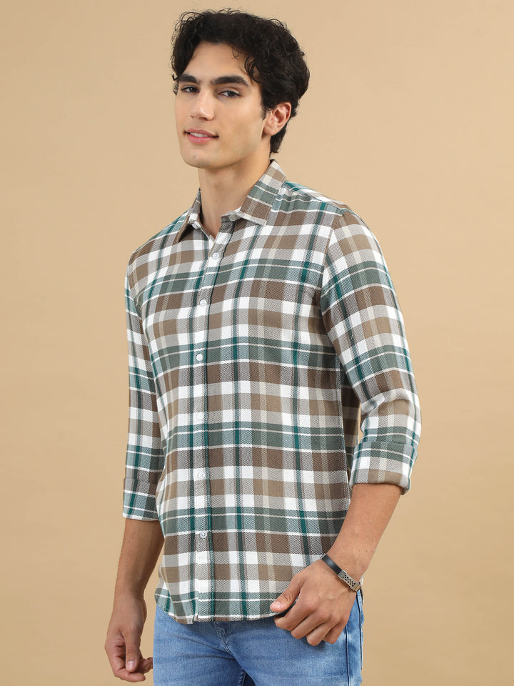 Saddle Brown Classic Checks Shirt Checks Shirt Bushirt
