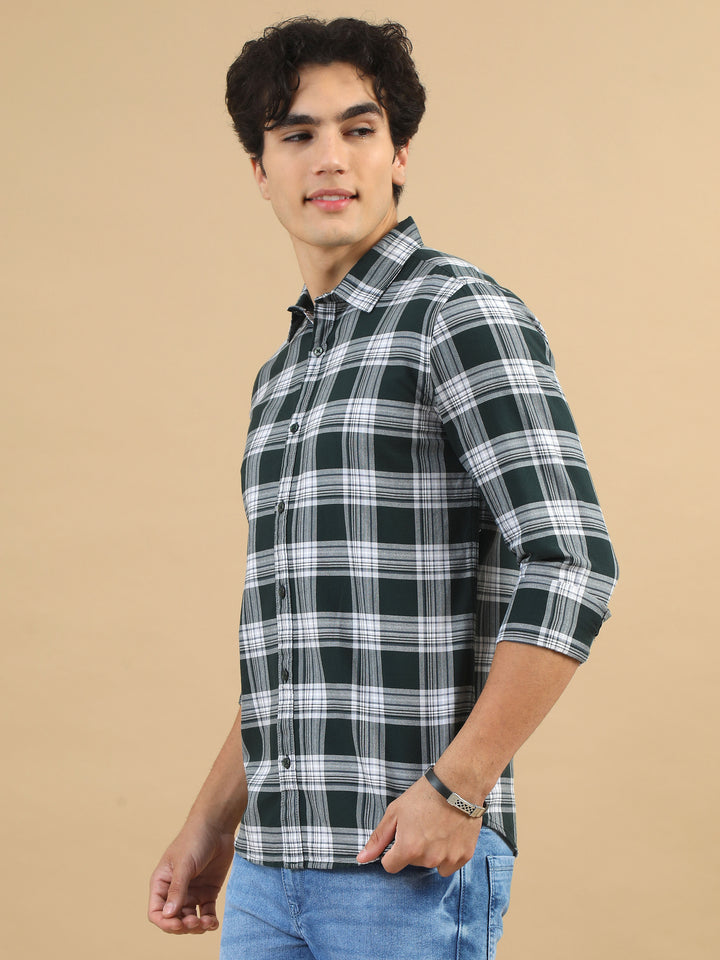 Urban Grid Dark Green Checks Shirt Checks Shirt Bushirt
