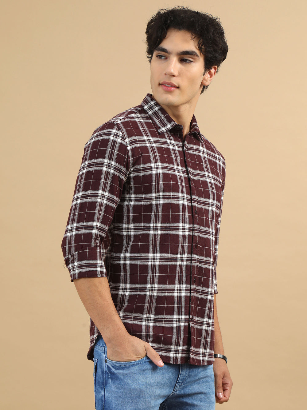 Plaid Fusion Tuscan Red Checks Shirt Checks Shirt Bushirt