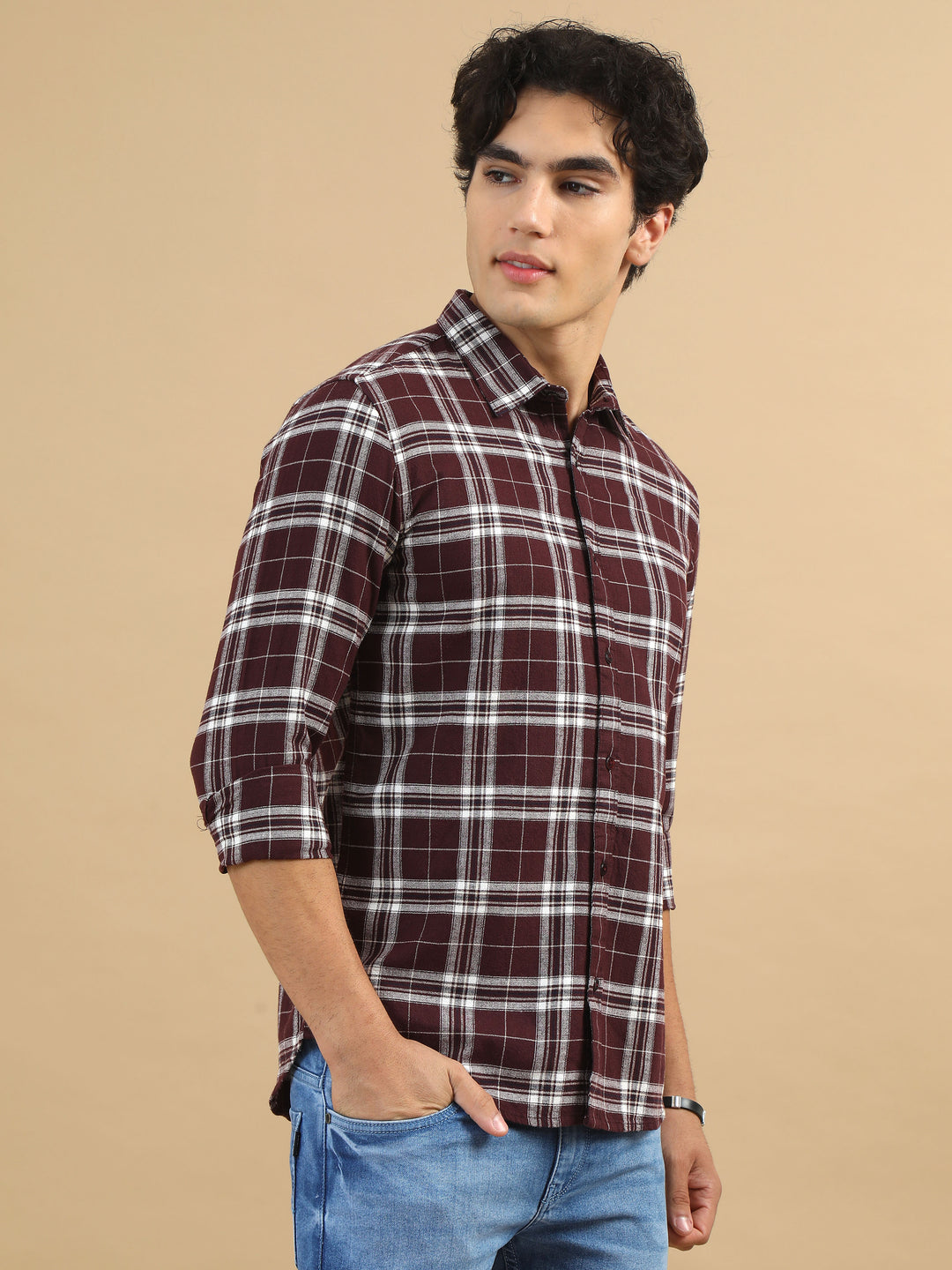 Plaid Fusion Tuscan Red Checks Shirt Checks Shirt Bushirt