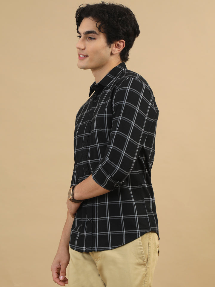 Savvy Squares Black Checks Shirt Checks Shirt Bushirt