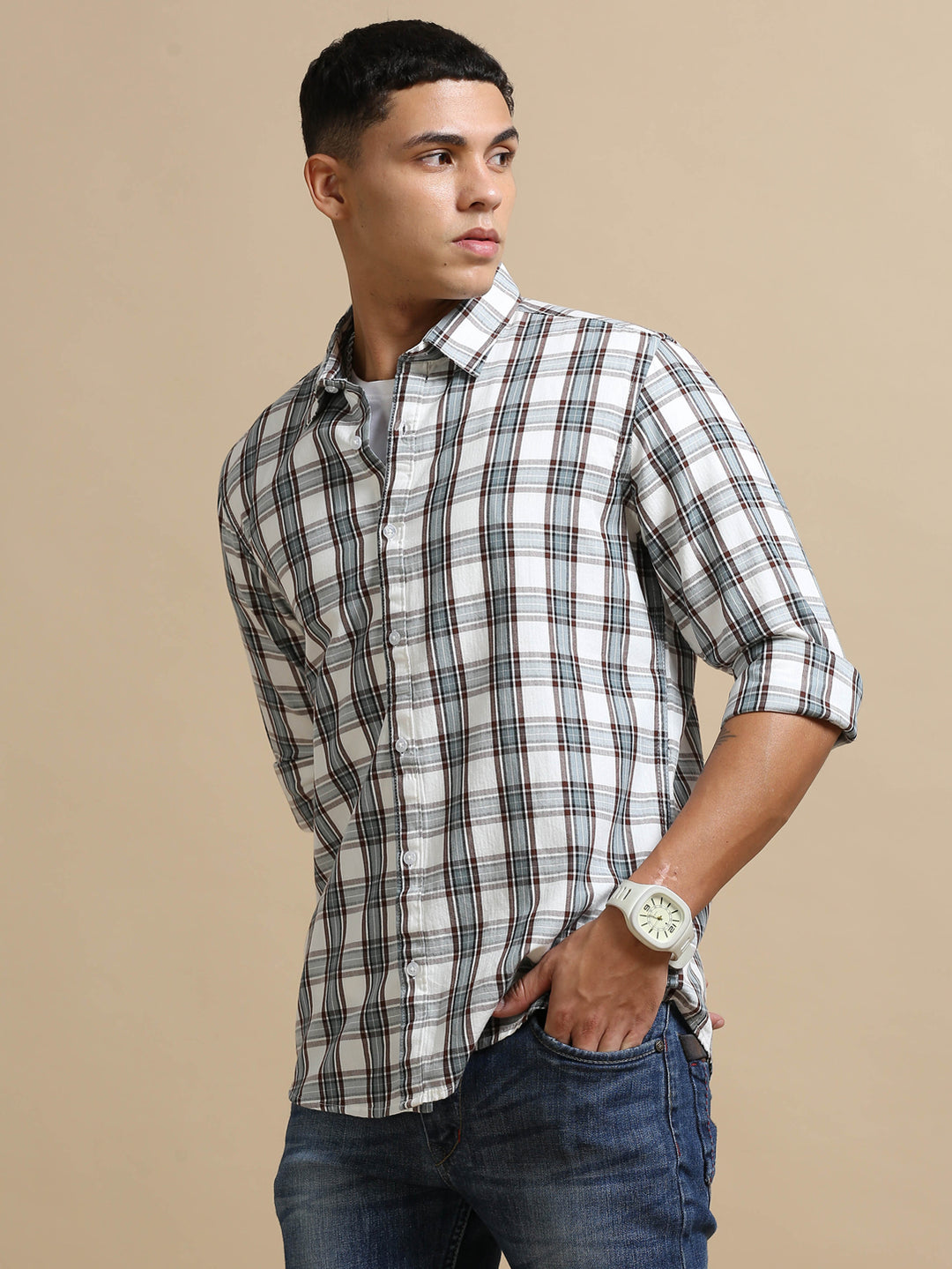 Plaid Vector White Checks Shirt Checks Shirt Bushirt