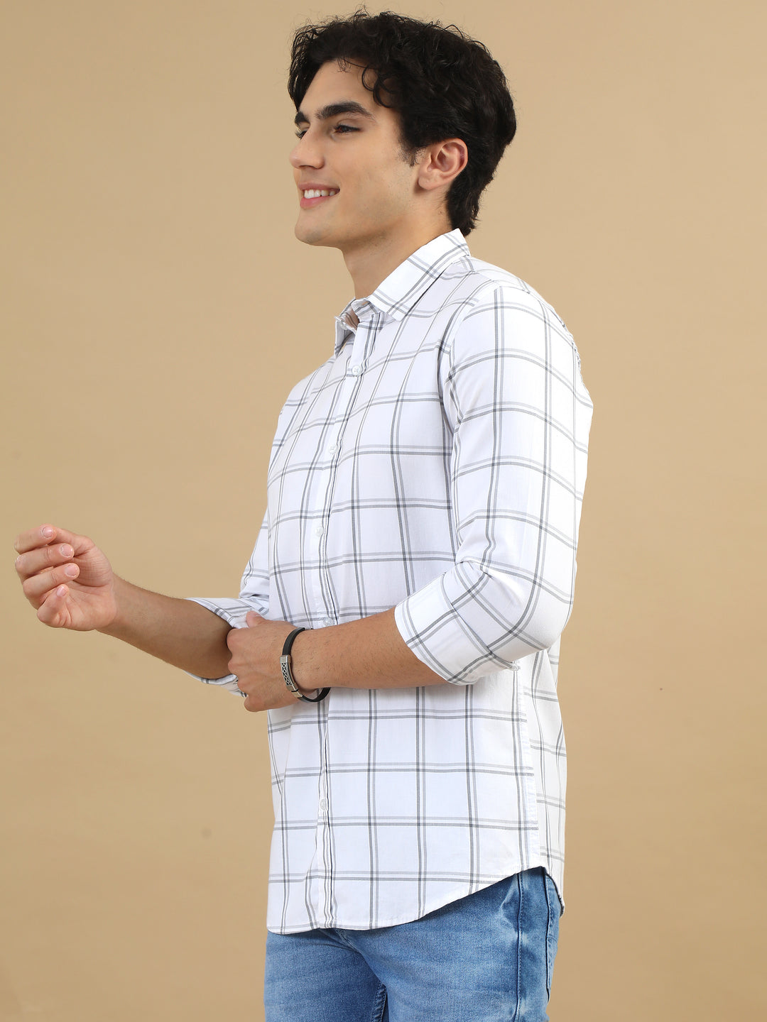 Savvy Squares White Checks Shirt Checks Shirt Bushirt