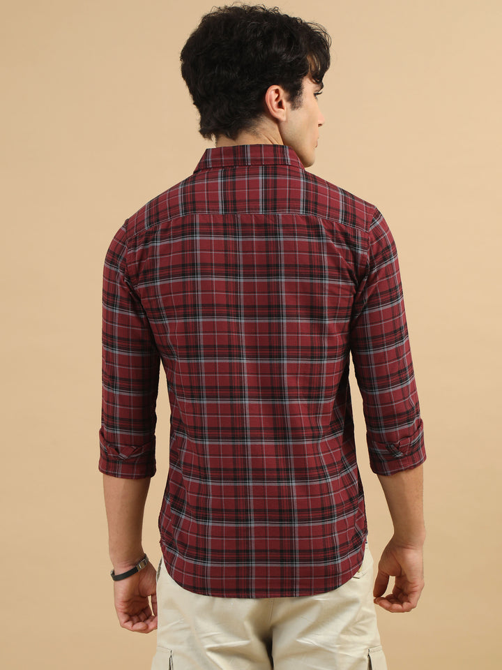 Tartan Textures Maroon Checks Shirt Checks Shirt Bushirt