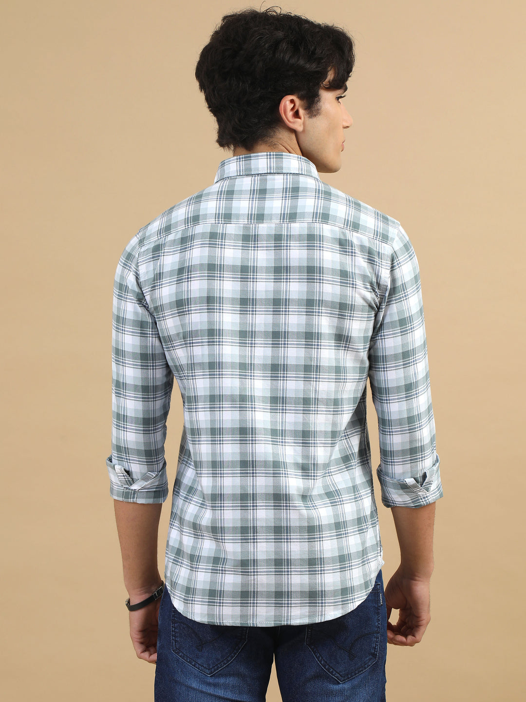Rustic Plaid Pastel Green Checks Shirt Checks Shirt Bushirt