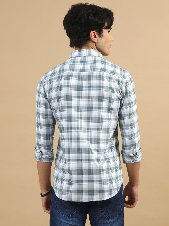 Rustic Plaid Pastel Green Checks Shirt Checks Shirt Bushirt