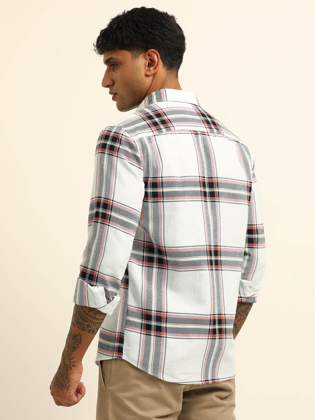 Pastel Red Checks Regular Fit Shirt Checks Shirt Bushirt
