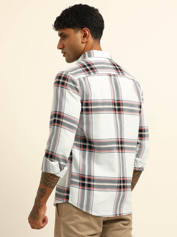 Pastel Red Checks Regular Fit Shirt Checks Shirt Bushirt