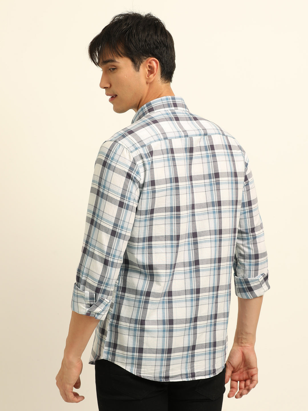 White Checks Regular Fit Shirt Checks Shirt Bushirt