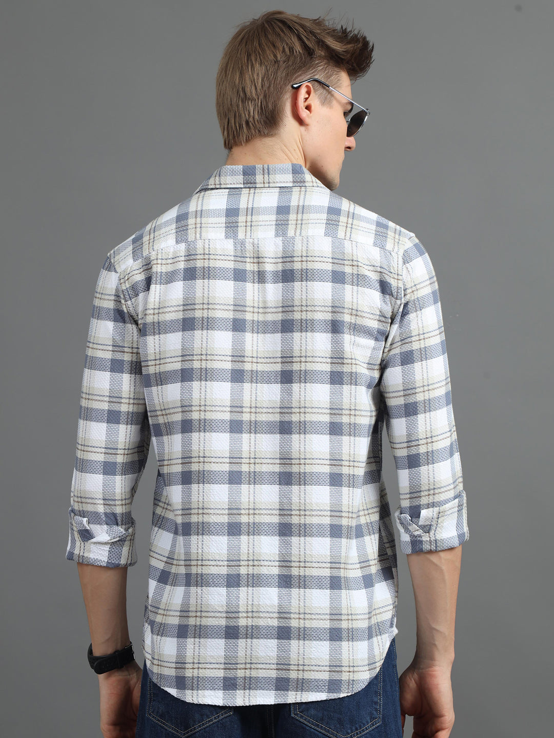 Static Stone Grey Checks Shirt Checks Shirt Bushirt