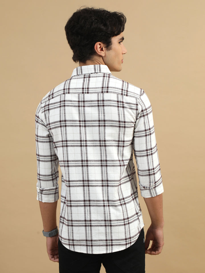 Plaid Fusion Cream Checks Shirt Checks Shirt Bushirt