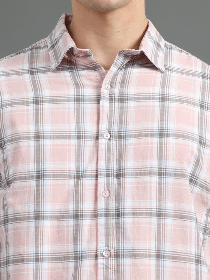 Quardo Light Pink Checks Shirt Checks Shirt Bushirt