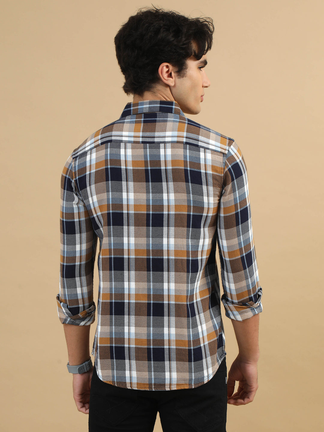 Plaid Pursuits Tan Checks Shirt Checks Shirt Bushirt