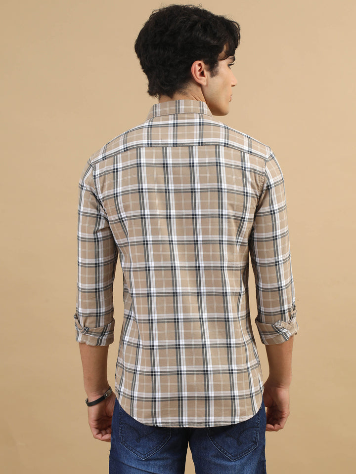 Classic Grid Beige Checks Shirt Checks Shirt Bushirt