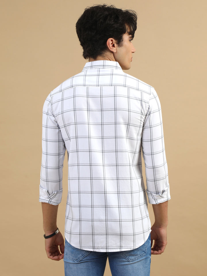 Savvy Squares White Checks Shirt Checks Shirt Bushirt