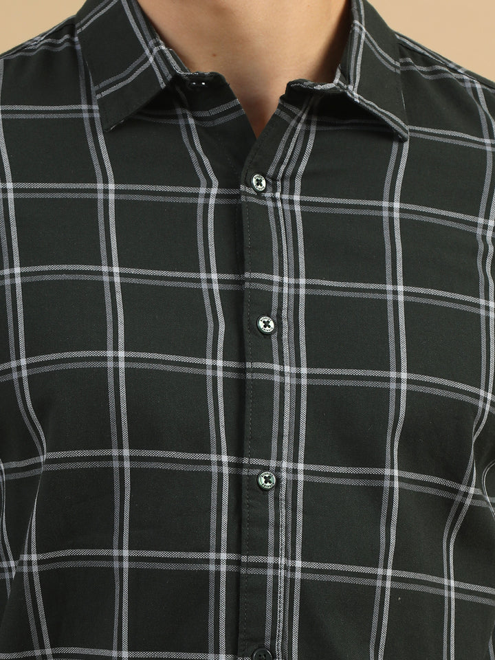 Savvy Squares Rifle Green Checks Shirt Checks Shirt Bushirt