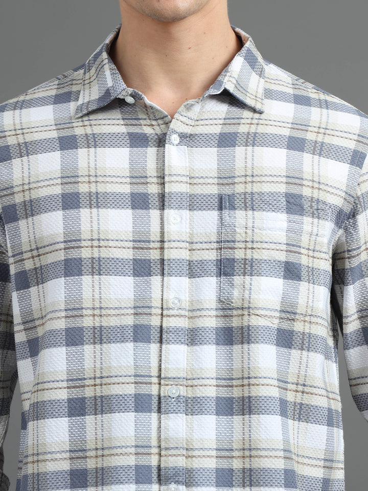 Static Stone Grey Checks Shirt Checks Shirt Bushirt