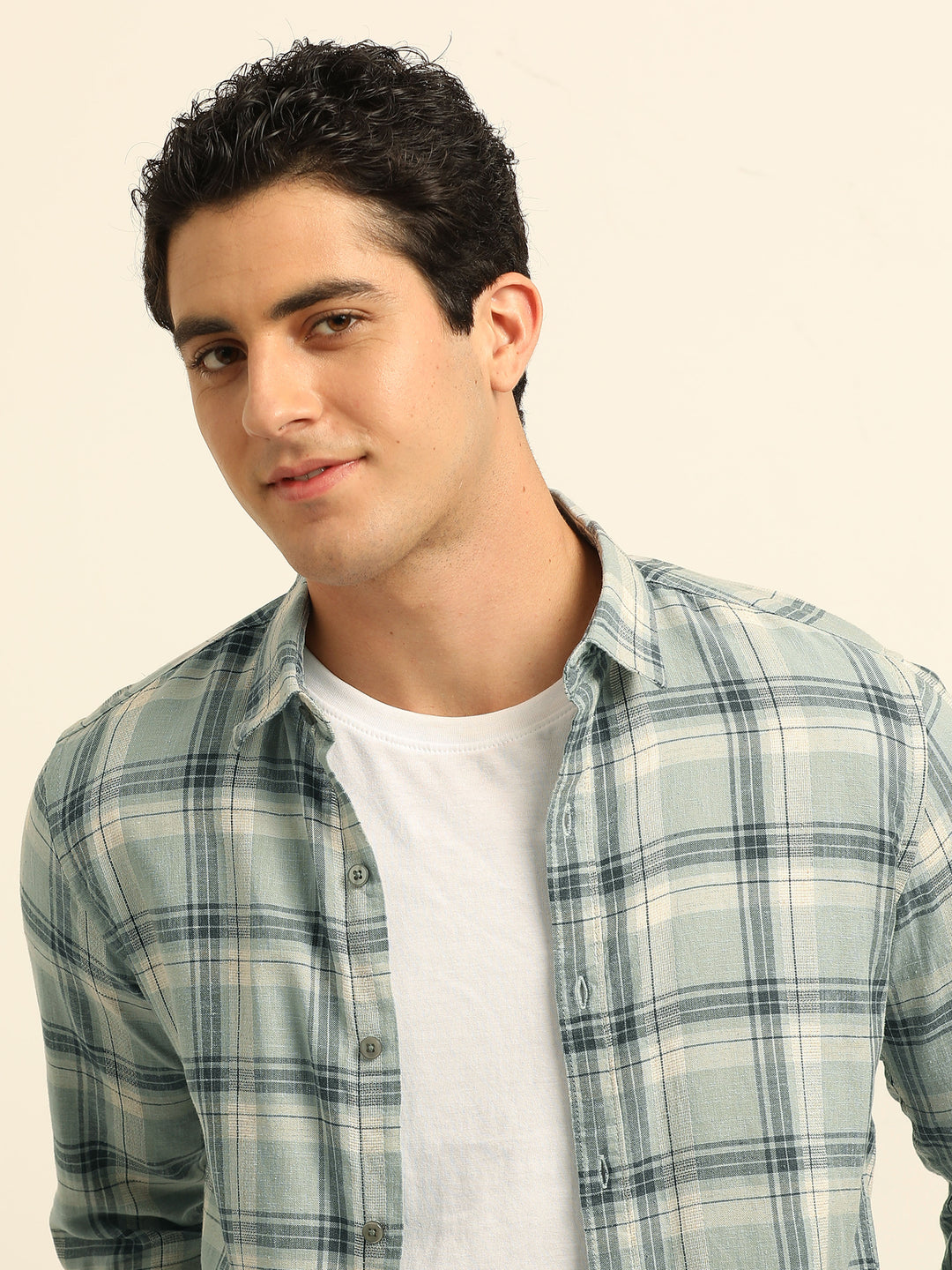 Cadet Blue Checks Regular Fit Shirt Checks Shirt Bushirt