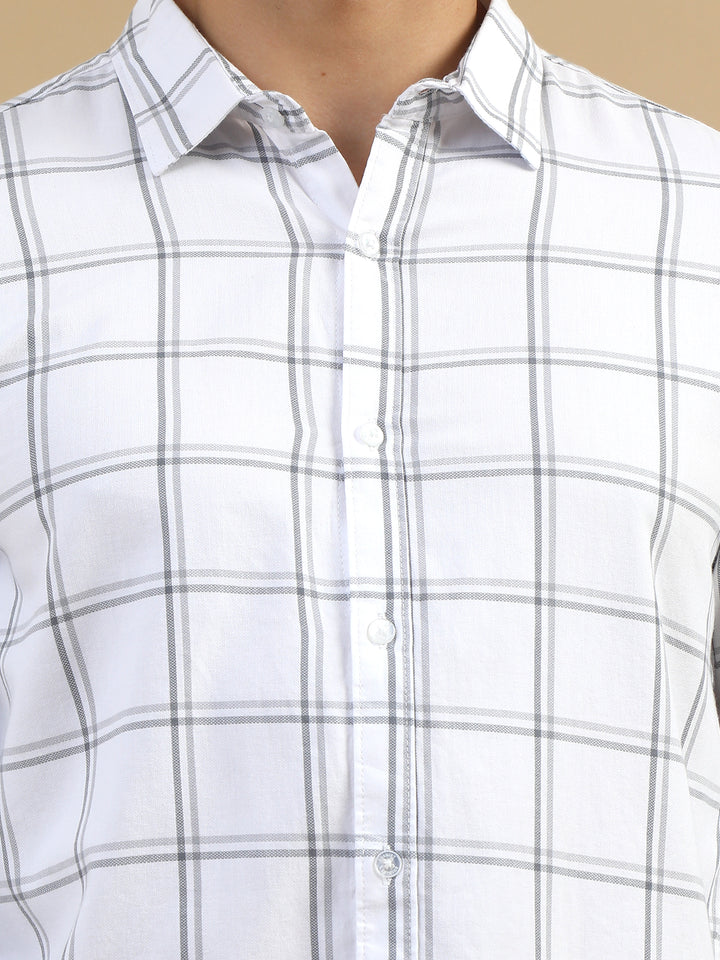 Savvy Squares White Checks Shirt Checks Shirt Bushirt