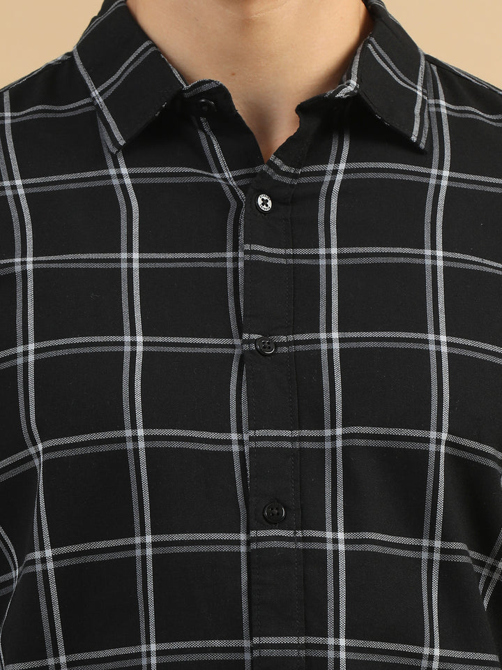 Savvy Squares Black Checks Shirt Checks Shirt Bushirt