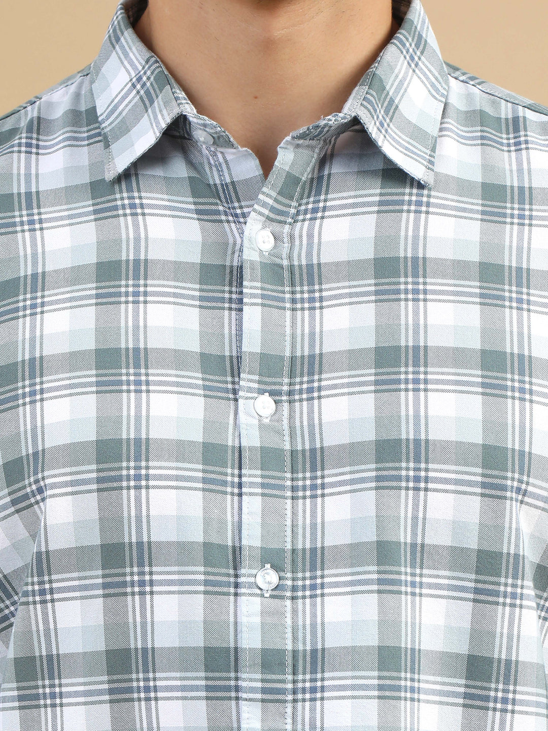 Rustic Plaid Pastel Green Checks Shirt Checks Shirt Bushirt