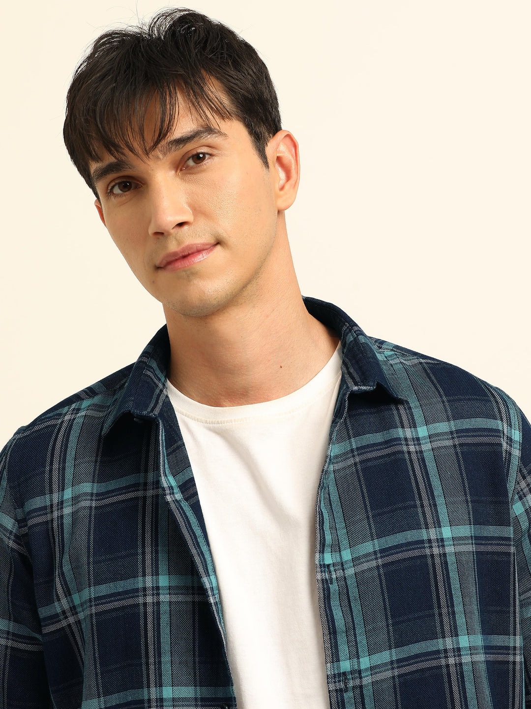 Persian Green Checks Regular Fit Shirt Checks Shirt Bushirt