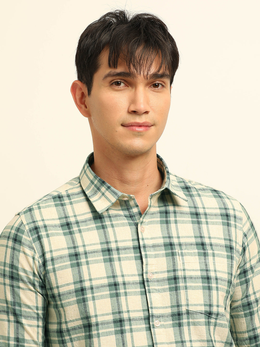 Green Checks Regular Fit Shirt Checks Shirt Bushirt